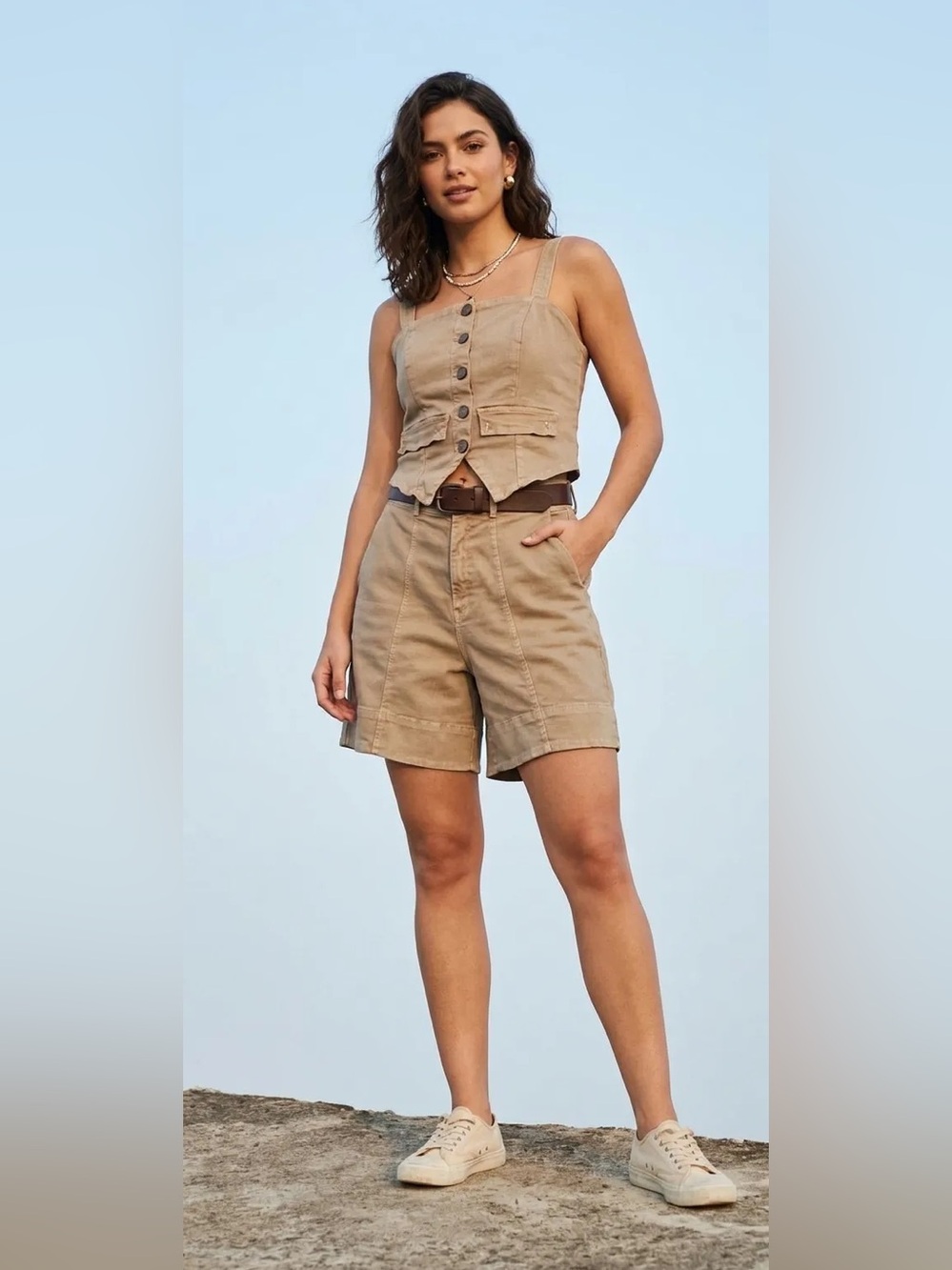 Blue Kabana High waist shorts &cropped top Sz S Vintage inspired ExpeditionStyle